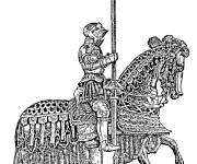 Coloriage Chevalier de moyen âge en noir