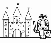 Coloriage Chevalier et chateau en vecteur sp