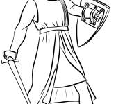 Coloriage Chevalier m&eacute;di&eacute;val arm&eacute; d'&eacute;p&eacute;e