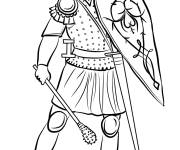 Coloriage Chevalier m&eacute;di&eacute;val en illustration d&eacute;taill&eacute;