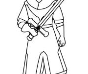 Coloriage chevalier portant un &eacute;p&eacute;e