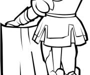 Coloriage Chevalier pour prot&eacute;ger le chateau