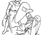 Coloriage Chevalier qui gagne le combat