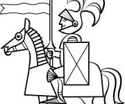 Coloriage Chevalier sur cheval stylis&eacute;