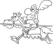 Coloriage Chevalier sur un cheval de dessin anim&eacute;