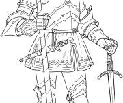 Coloriage Chevalier tenant deux &eacute;p&eacute;es
