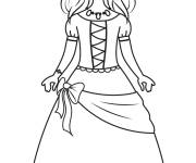 Coloriage Clin d'oeil d'une Dame m&eacute;di&eacute;vale