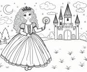 Coloriage Colorie la princesse du Moyen &Acirc;ge