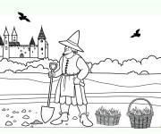 Coloriage Continue le coloriage de ce paysan au Moyen &Acirc;ge