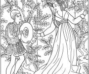 Coloriage Couple amoureux du moyen ae