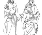 Coloriage Couple du moyen age sans motifs