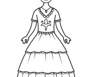 Coloriage Dame m&eacute;di&eacute;vale en jolie robe