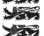 Coloriage &eacute;cusson avec lions symbole de la raume d'Angleterre