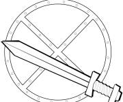 Coloriage &Eacute;p&eacute;e et bouclier &eacute;moji facile