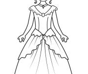 Coloriage Femme en robe m&eacute;di&eacute;vale