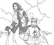 Coloriage Femme et enfant du moyen age