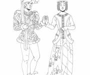 Coloriage Femme et homme en v&ecirc;tements du moyen age