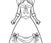 Coloriage Femme et sa belle robe m&eacute;di&eacute;vale