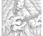 Coloriage Femme paysanne médiévale