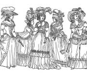 Coloriage Femmes des nobles du moyen age