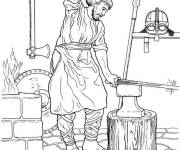 Coloriage Forgeron m&eacute;di&eacute;val
