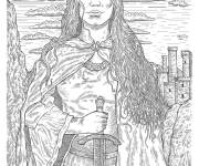 Coloriage Guerrière  Jeanne d'Arc de moyen âge