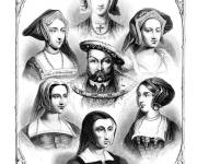 Coloriage Henri VIII et ses 6 femmes du moyen age