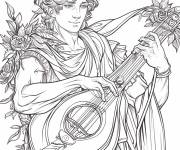 Coloriage Illustration de Barde m&eacute;di&eacute;val