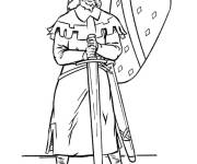Coloriage Image de chevalier m&eacute;di&eacute;val avec bouclier et &eacute;p&eacute;e
