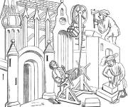 Coloriage La construction au moyen age