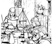 Coloriage La famille du moyen age en ligne