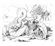 Coloriage Le guerrier tueur de dragon
