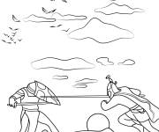 Coloriage Le Roi Arthur et Mordred