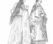 Coloriage Les belles robes au moyen age