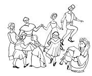 Coloriage Les danseurs au moyen age