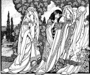 Coloriage Les jolis femmes du moyen age