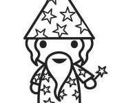 Coloriage Magicien chibi de moyen age