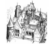 Coloriage Maison en France de bourges au moyen age