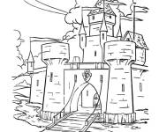 Coloriage Mod&egrave;le de chateau m&eacute;di&eacute;val gratuit