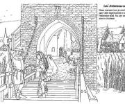 Coloriage porte d'une cit&eacute; en 15em siecle