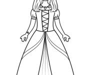 Coloriage princesse de moyen age portant une couronne