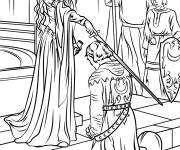 Coloriage Princesse et prince m&eacute;di&eacute;vale