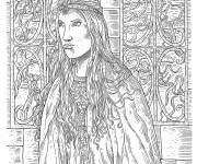Coloriage Princesse médiévale détaillé