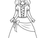 Coloriage Princesse m&eacute;di&eacute;vale kawaii