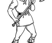 Coloriage Soldat avec une hache de combat