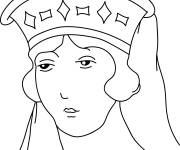 Coloriage T&ecirc;te d'une dame gauloise en moyen age