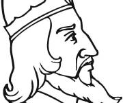 Coloriage T&ecirc;te de Vieux viking fort