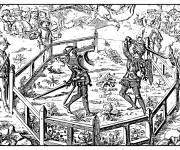 Coloriage Tournoi des chevalier au moyen âge