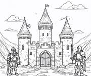 Coloriage Un ch&acirc;teau du Moyen &Acirc;ge