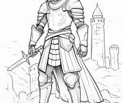 Coloriage Un chevalier tout puissant en vue panoramique